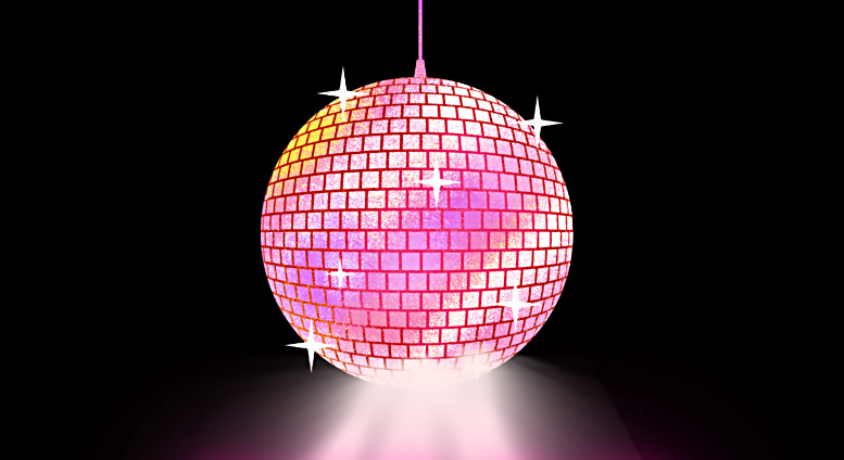 Pinkki säkenöivä discopallo.