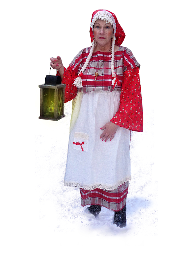Joulumuori lyhty kädessä